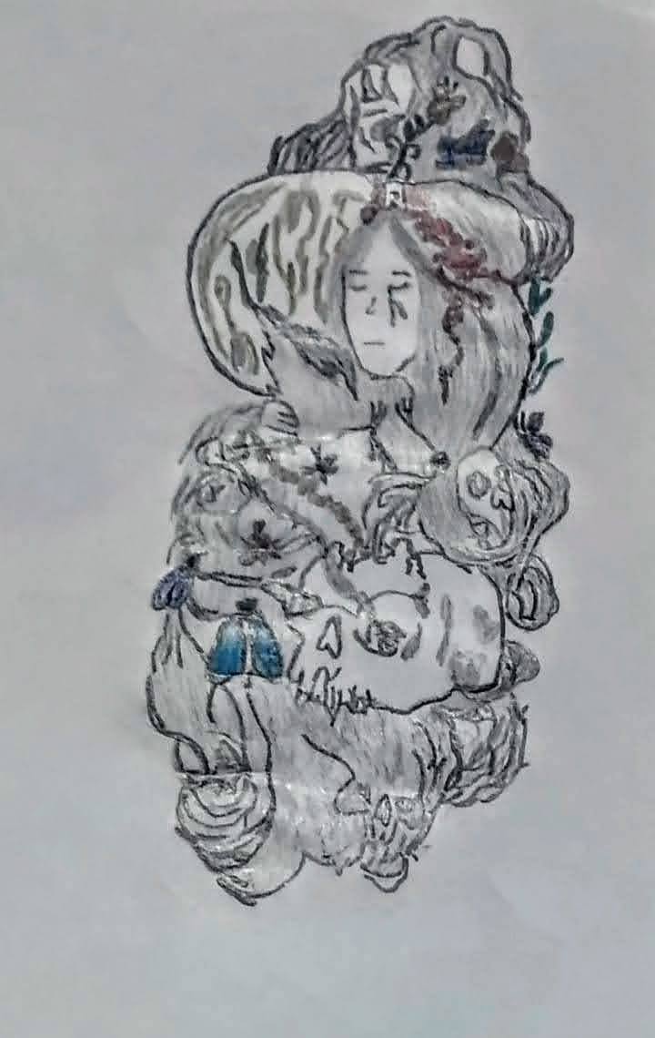 mulher triste abraçada com lobo